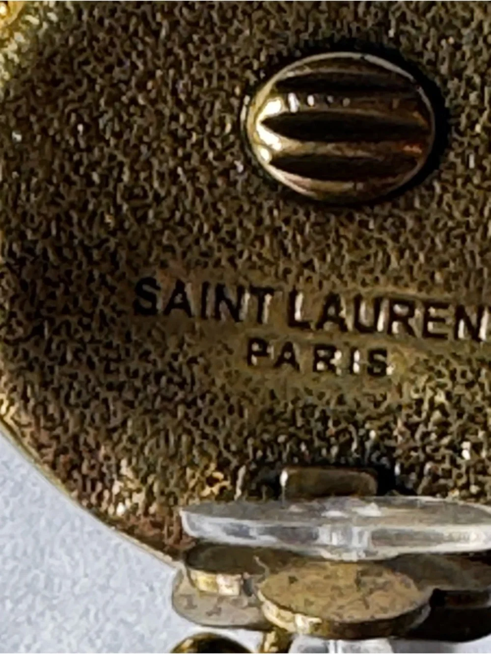 SAINT LAURENT Runway Gold-Tone Drop Earrings with Resin Glass-like cabochons - Picture 9 of 9